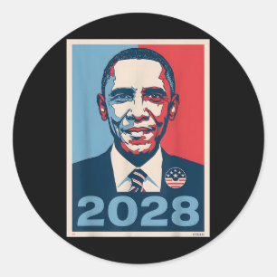 Adesivo Redondo Vintage Obama 2028 Engraçado Eleição Política Patr