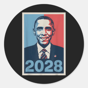 Adesivo Redondo Vintage Obama 2028 Engraçado Eleição Política Patr