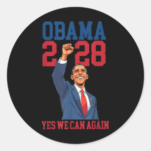 Adesivo Redondo Vintage Obama 2028 Engraçado Eleição Política Patr