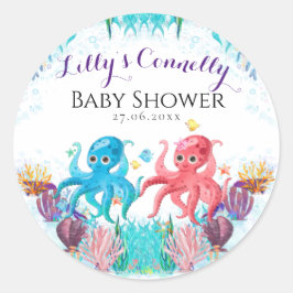 Adesivo Redondo Vintage Ocean baby twin Octopus colorido