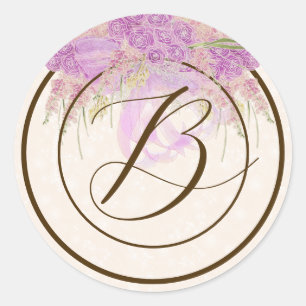 Adesivo Redondo Vintage Orchid Ombré Laço e Buquê-RB