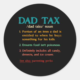 Adesivo Redondo Vintage Pai Tax Definition Funny Dia de os pais Ma