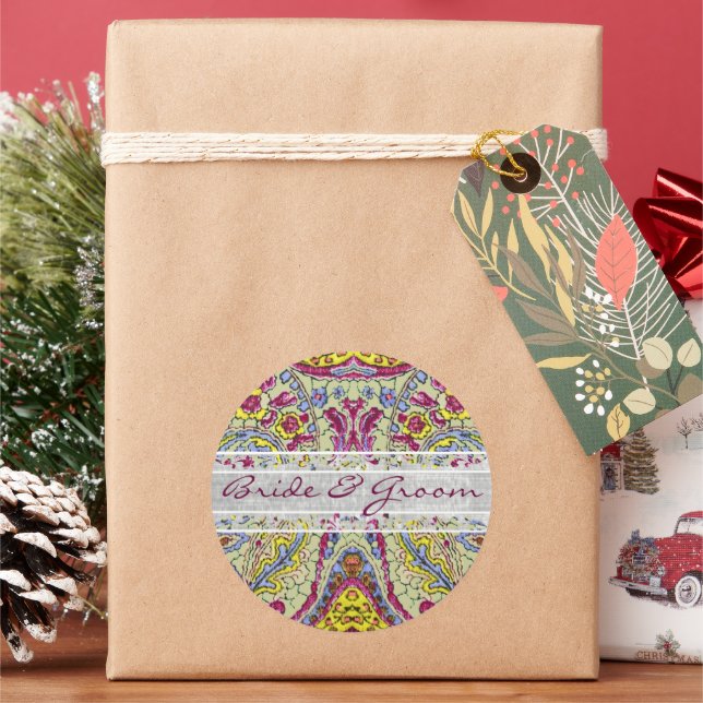 Adesivo Redondo Vintage Paisley (Feriado)