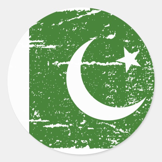 Adesivo Redondo Vintage Pakistan Flag (Frente)