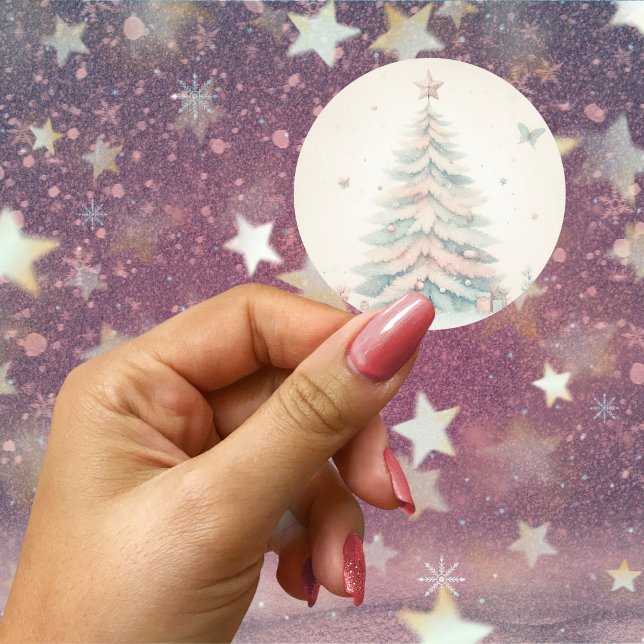 Adesivo Redondo Vintage pale Feliz Natal (Vintage pale Merry Christmas Classic Round Sticker)