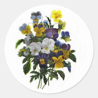 Adesivo Redondo Vintage Pansy Impressão