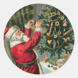 Adesivo Redondo Vintage - Papai noel alemão