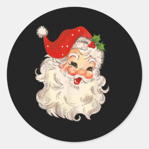 Adesivo Redondo Vintage Papai Noel Face Papais noeis Natal Cla