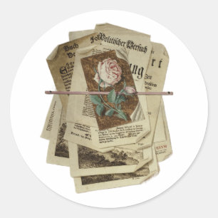 Adesivo Redondo Vintage Papers Anúncios Scrapbooking Rosa Rosa Ros