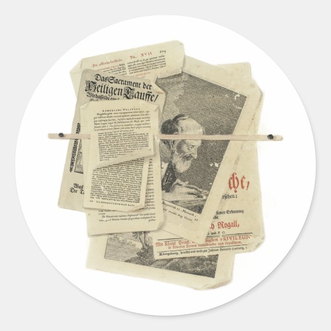 Adesivo Redondo Vintage Papers Impressão Scrapbooking Art Classic (Frente)