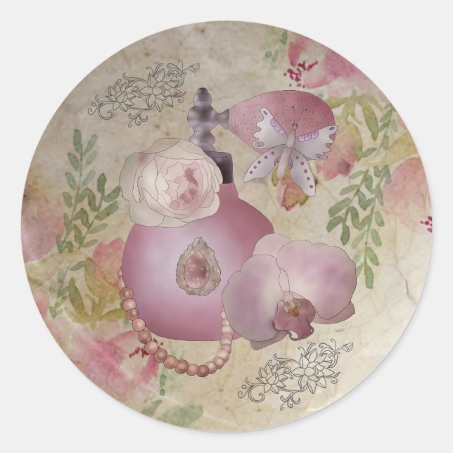 Adesivo Redondo Vintage Parfüm  (Frente)