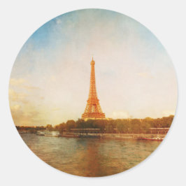 Adesivo Redondo Vintage Paris Eiffel Tower Sticker