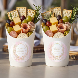 Adesivo Redondo Vintage Paris Glam | Pink Stripe Bridal Shower