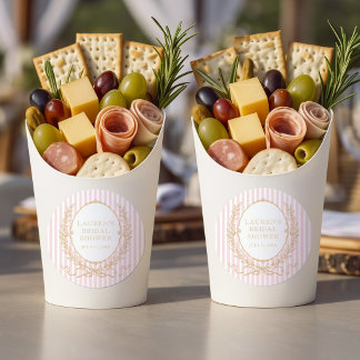 Adesivo Redondo Vintage Paris Glam | Pink Stripe Bridal Shower