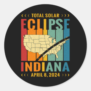 Adesivo Redondo Vintage Path Of Totality Solar Eclipse Abril 8 202