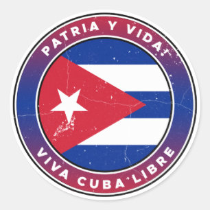Adesivo Redondo Vintage Patria y Vida Viva Cuba Libre