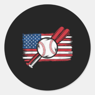 Adesivo Redondo Vintage Patriotic Baseball Em 4 De Julho Nos Estad