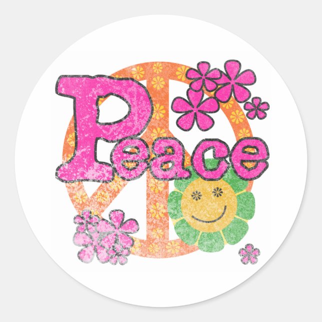Adesivo Redondo Vintage Peace (Frente)