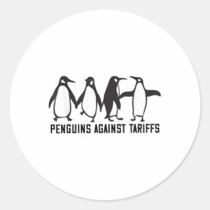 Adesivo Redondo Vintage Penguins Protesta Contra Pinguins Engraçad