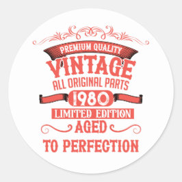 Adesivo Redondo Vintage personalizado Dons de aniversário de 45 an