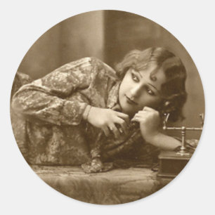 Adesivo Redondo Vintage Pin-Up Girl Stickers