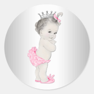 Adesivo Redondo Vintage Pink Princess Chá de fraldas Stickers