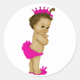 Adesivo Redondo Vintage Pink Princess Chá de fraldas Stickers