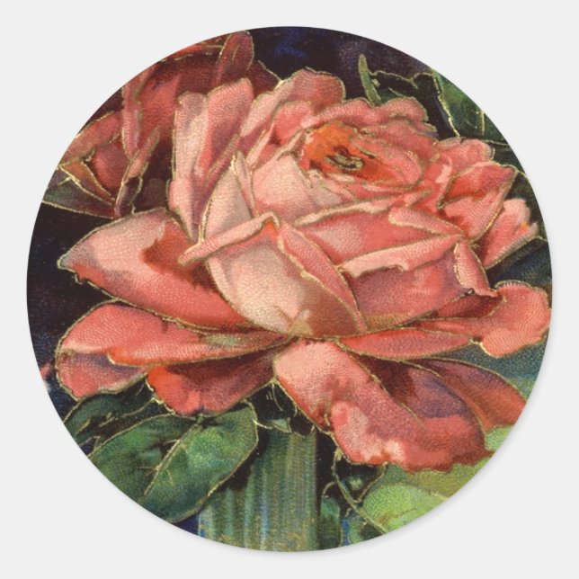 Adesivo Redondo Vintage Pink Rose (Frente)