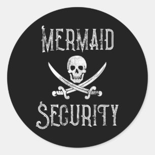 Adesivo Redondo Vintage Pirate Mermaid Security Protetores de Merm