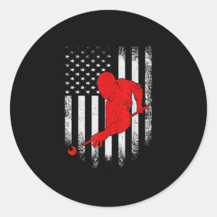 Adesivo Redondo Vintage Piscina da bandeira americana Billiard Sno