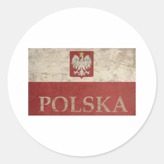 Adesivo Redondo Vintage Polska (Frente)