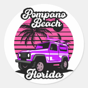 Adesivo Redondo Vintage Pompano Beach