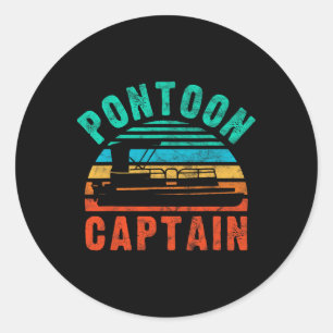 Adesivo Redondo Vintage Pontoon Capitão Barco Boat Owner Boater