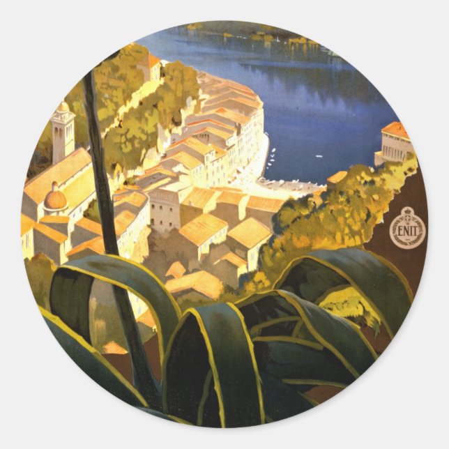 Adesivo Redondo Vintage Portofino Itália (Frente)