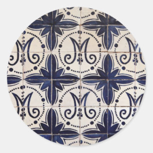 Adesivo Redondo Vintage português azulejo