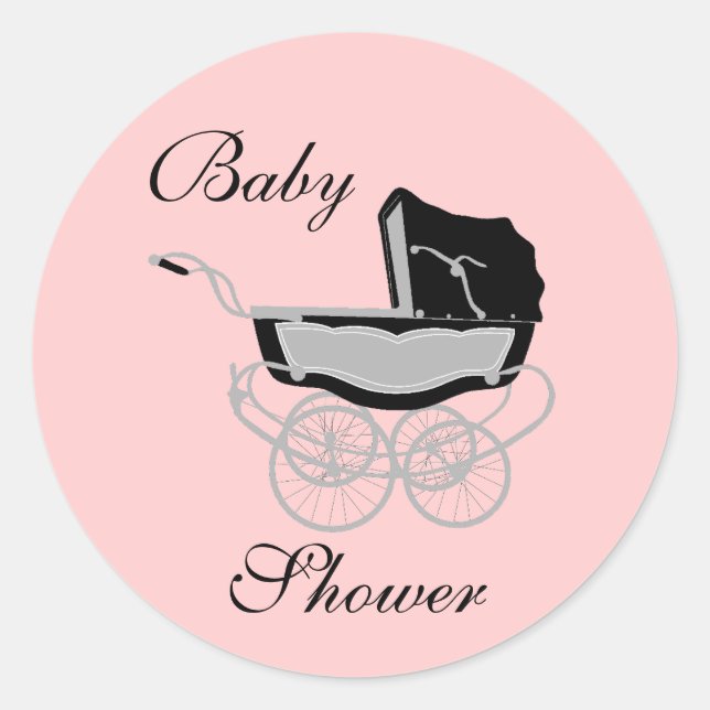 Adesivo Redondo Vintage Pram Chá de fraldas Sticker (Frente)