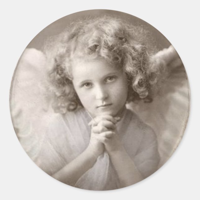 Adesivo Redondo Vintage Praying Angel Girl (Frente)