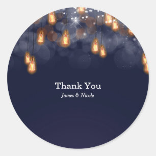 Adesivo Redondo Vintage Prendendo Lâmpadas Rustic Weding Favor