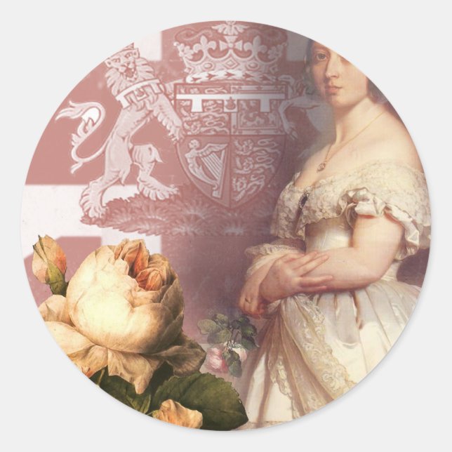 Adesivo Redondo Vintage Queen Victoria (Frente)