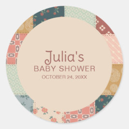 Adesivo Redondo Vintage Quilt Baby Shower Sticker