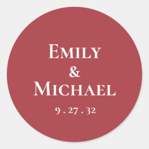 Adesivo Redondo Vintage Red Burgundy White Roses Names Sticker