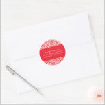 Adesivo Redondo Vintage Red Damask Custom Christmas Return Address<br><div class="desc">Vintage Red Damask Festivo Custom Felry Christmas Classic Return Endereço Classic Round Sticker</div>