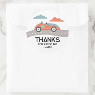 Adesivo Redondo Vintage Red Fast One Car Festa de aniversário Favo