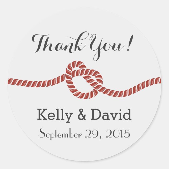 Adesivo Redondo Vintage Red Rope Knot Elegant Weding (Frente)