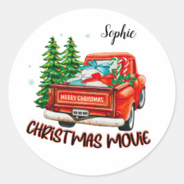 Adesivo Redondo Vintage Red Truck, Filme de Natal