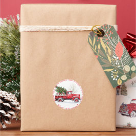 Adesivo Redondo Vintage Red Truck Natal