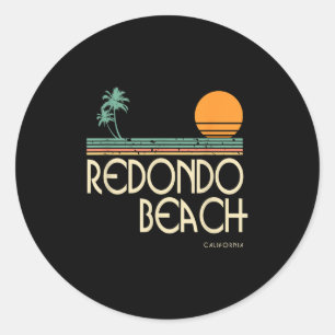 Adesivo Redondo Vintage Redondo Beach California