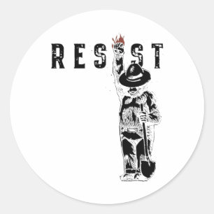 Adesivo Redondo Vintage Resist Bear Gráfico Distresso Estilo Retro