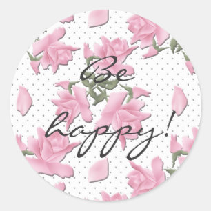 Adesivo Redondo Vintage retro ab dos desenhos animados cor-de-rosa