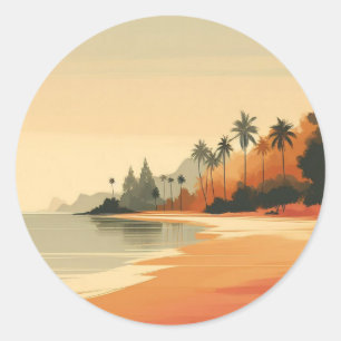 Adesivo Redondo Vintage/Retro Beach/tropical